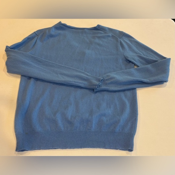 RALPH LAUREN Blue Label 100% Cashmere Italian Yarn V Neck Blue‎ Sweater Large - Picture 4 of 10
